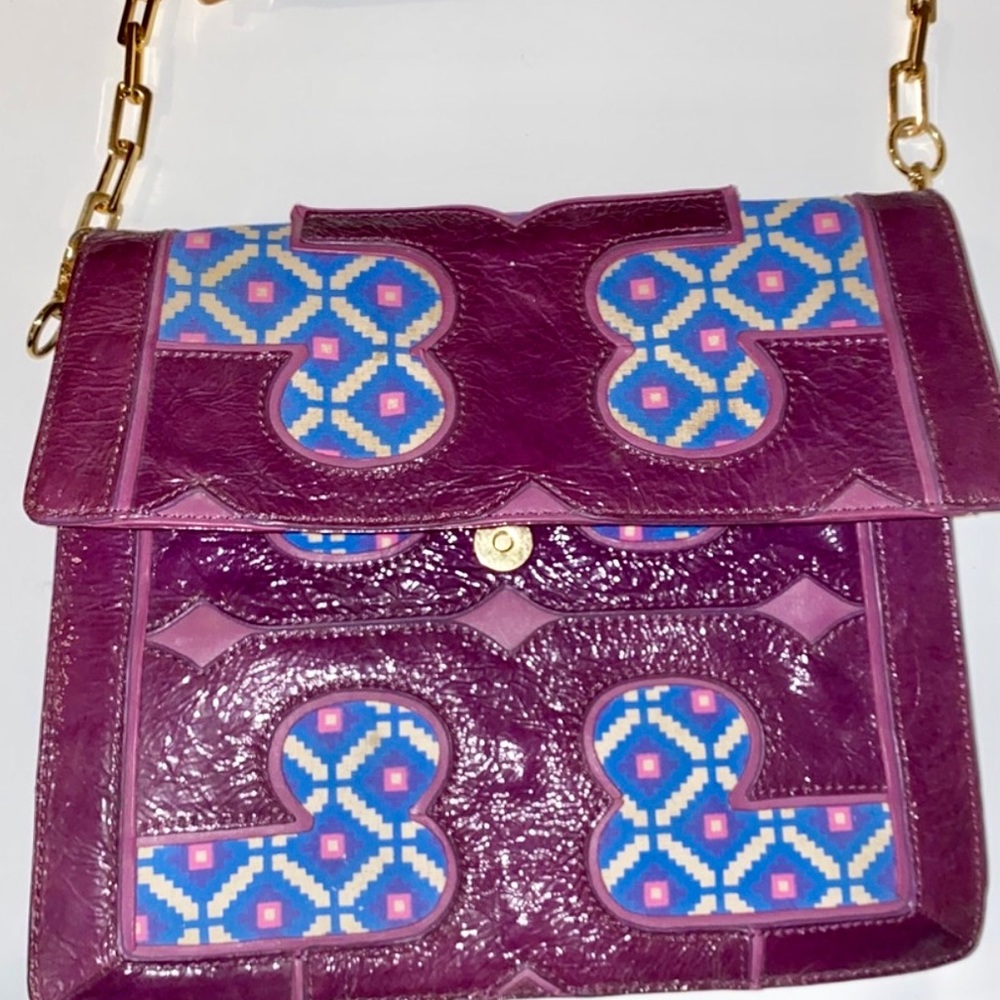 Tory Burch Patent Leather Gold Chain Purse